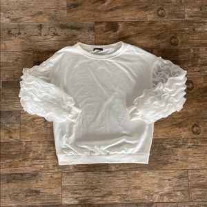 White ruffle sleeve SHEIN sweatshirt S